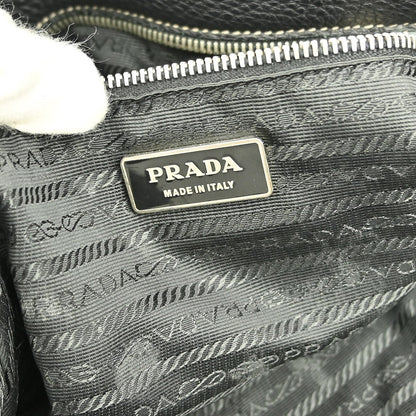 Prada Vintage Tote Leather, BLACK, LEATHER, Tote bag