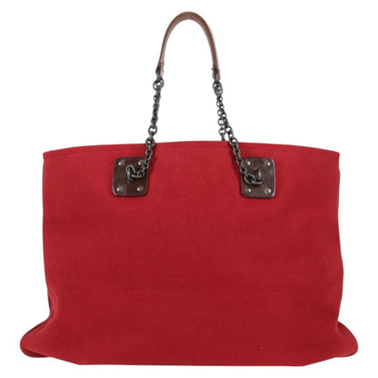 Bottega Veneta Double Chain Tote Canvas, RED, CANVAS, Tote bag