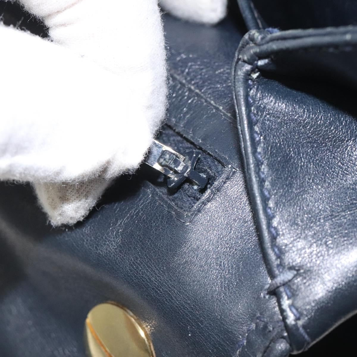 Gucci Vintage Shoulder Bag Leather, NAVY, LEATHER, Shoulder bag