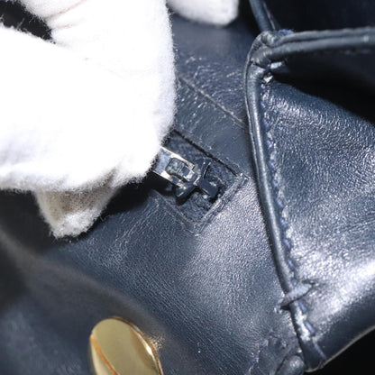 Gucci Vintage Shoulder Bag Leather, NAVY, LEATHER, Shoulder bag