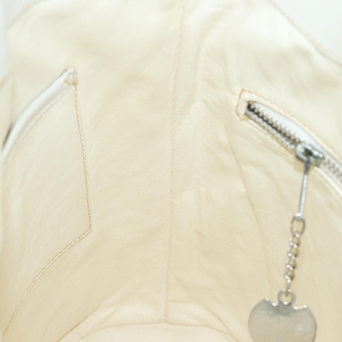 Celine Circle logo Leather, WHITE, LEATHER, Shoulder bag