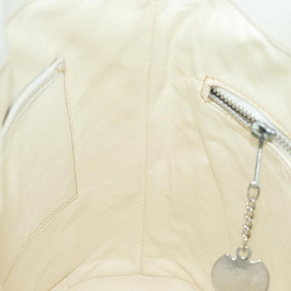 Celine Circle logo Leather, WHITE, LEATHER, Shoulder bag