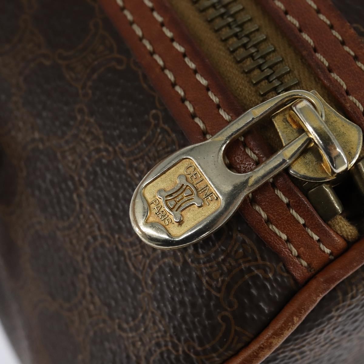 Celine Vintage Macadam Shoulder Bag Canvas and Leather, BROWN, CANVAS, Shoulder bag