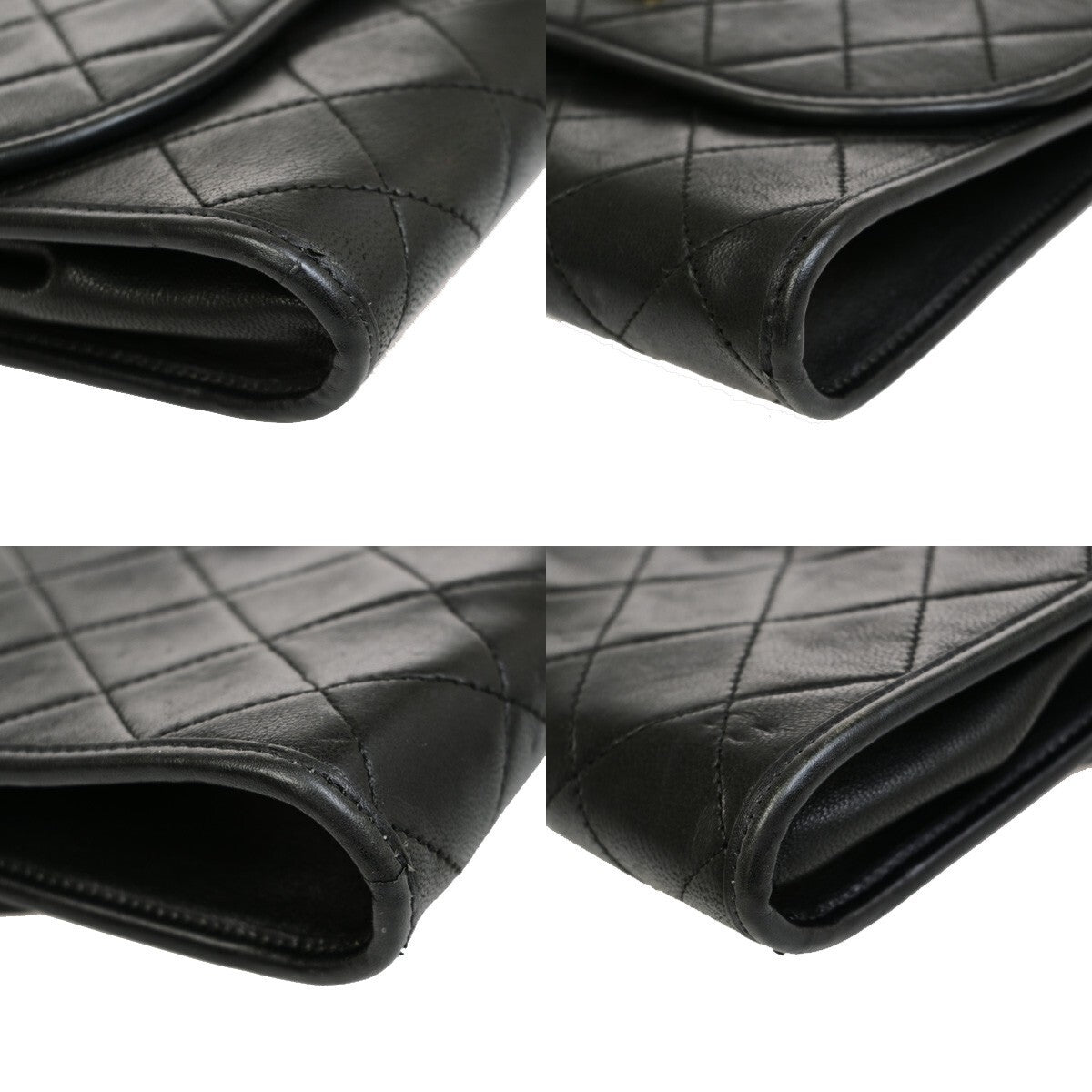 Chanel Vintage Round Flap Bag Quilted Lambskin, BLACK, LEATHER, Handbag