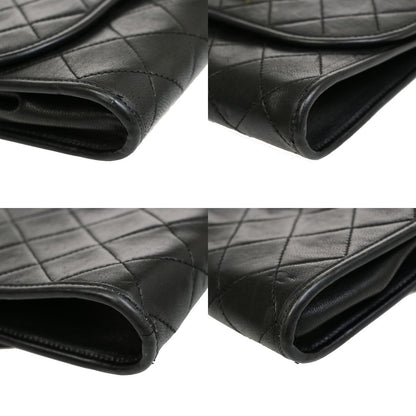 Chanel Vintage Round Flap Bag Quilted Lambskin, BLACK, LEATHER, Handbag