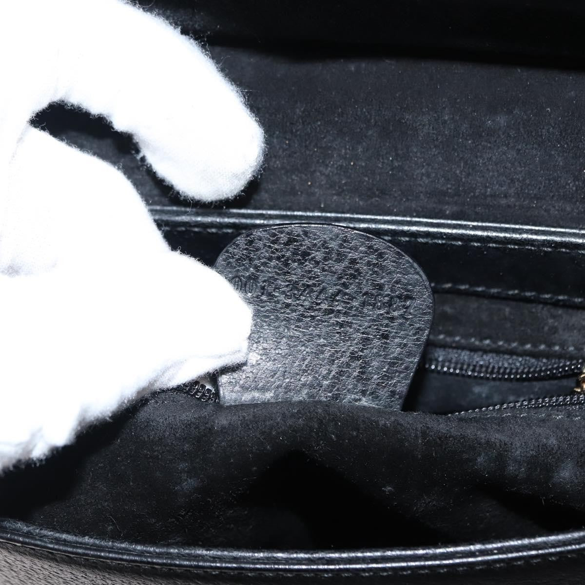 Gucci Vintage Bamboo Handle Bag Leather, BLACK, LEATHER, Handbag