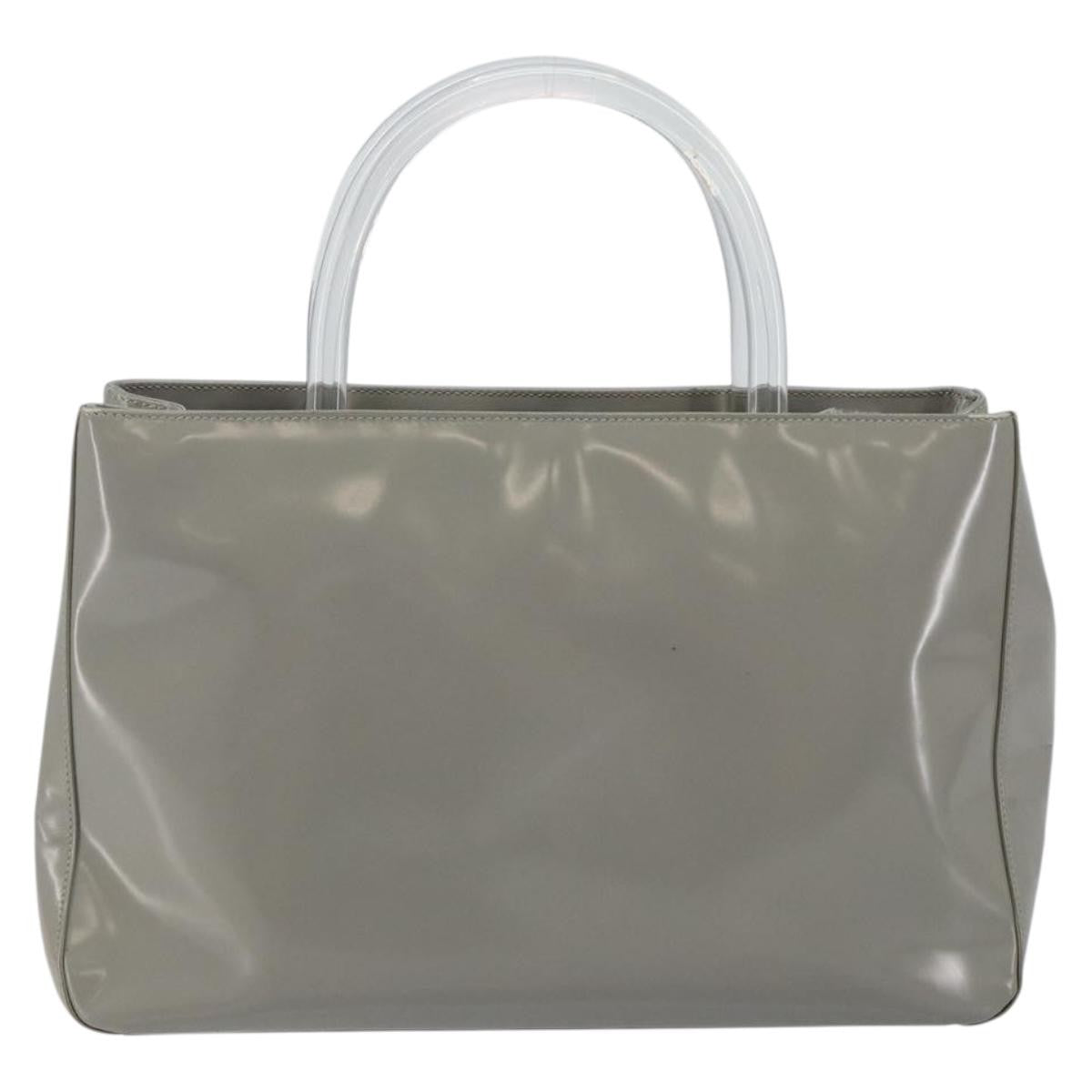 Prada Resin Handle Tote Patent Leather, GRAY, PATENT_LEATHER, Handbag