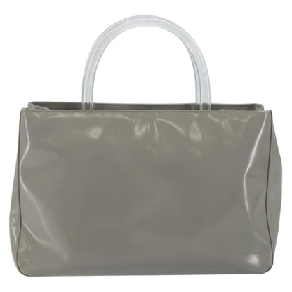 Prada Resin Handle Tote Patent Leather, GRAY, PATENT_LEATHER, Handbag