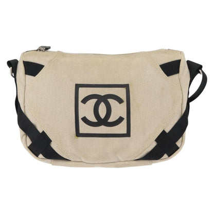 Chanel Vintage Crossbody Bag Canvas, BEIGE, CANVAS, Shoulder bag