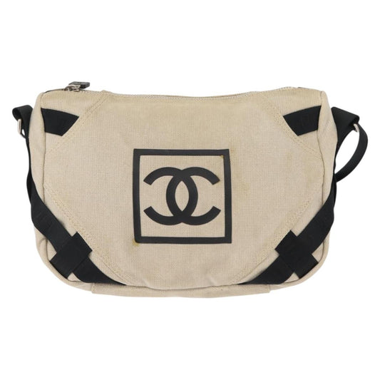 Chanel Vintage Crossbody Bag Canvas, BEIGE, CANVAS, Shoulder bag