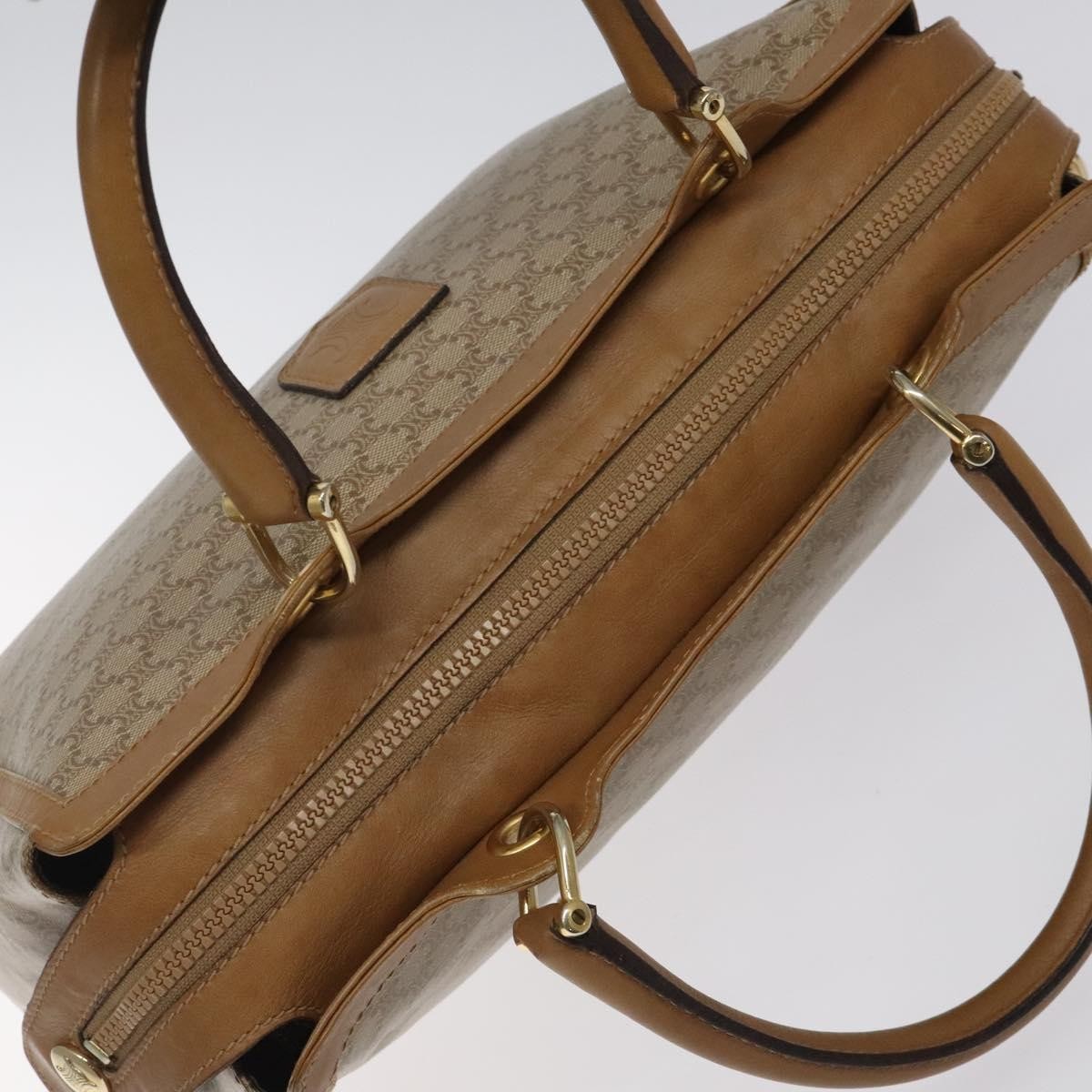 Celine Macadam Handbag Macadam with leather, BEIGE, CANVAS, Handbag