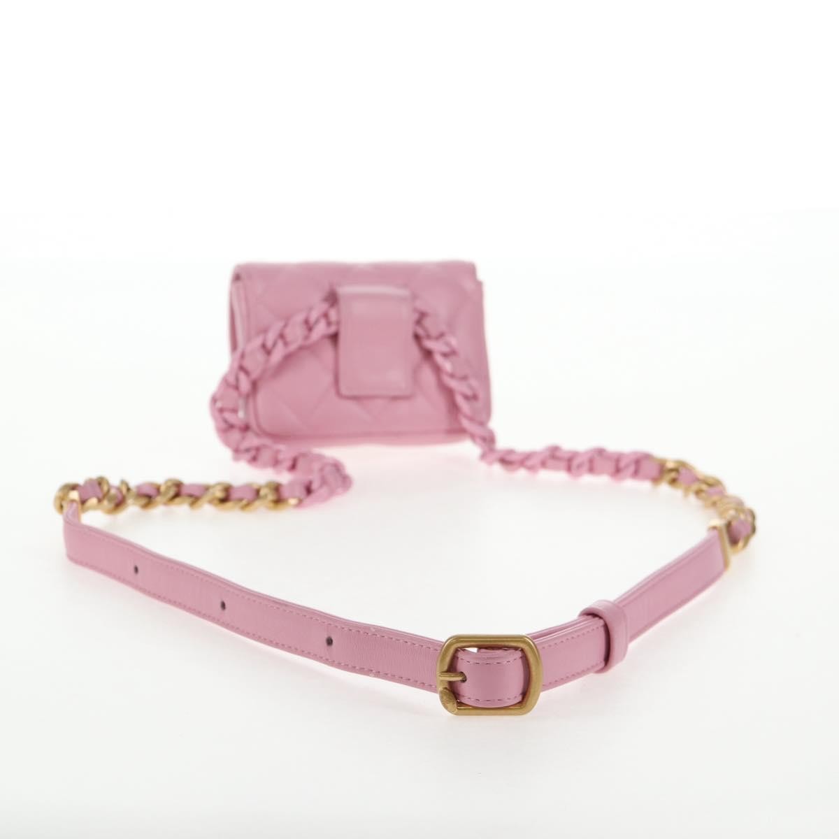Chanel Flat CC Crossbody Bag Leather, PINK, LEATHER, Crossbody bag