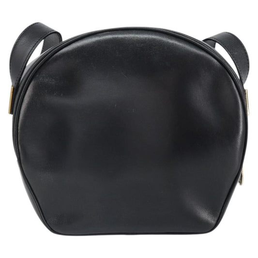Celine Circle Logo Shoulder Bag Leather, Black, Leather, Shoulder Bag