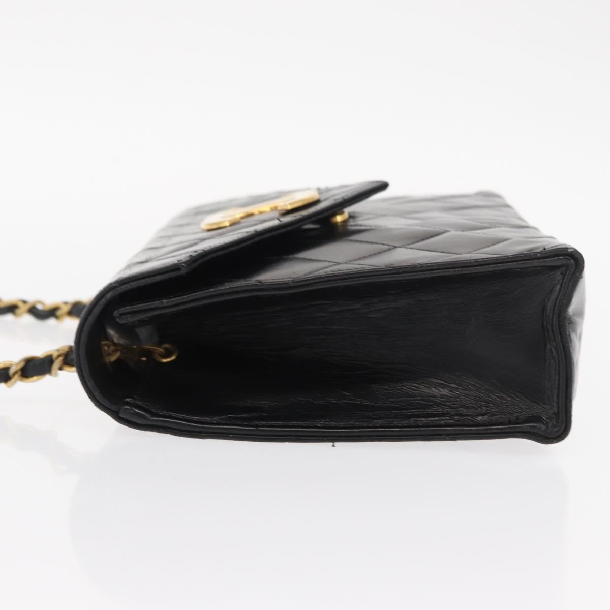 Chanel Vintage Envelope Flap Shoulder Bag Quilted Lambskin, BLACK, LEATHER, Shoulder bag