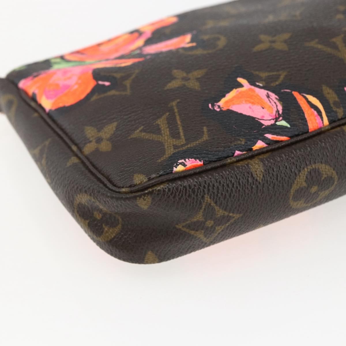 Louis Vuitton Pochette Accessoires Limited Edition Monogram Roses, BROWN, CANVAS, Clutche & pouche