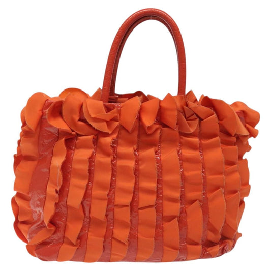 Prada Open Tote Ruffled Tessuto, ORANGE, NYLON, Handbag