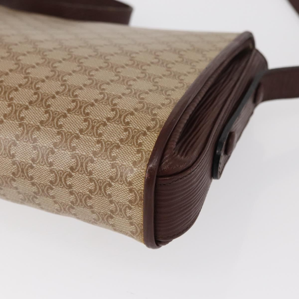 Celine Vintage Macadam Shoulder Bag Canvas and Leather, BEIGE, CANVAS, Shoulder bag