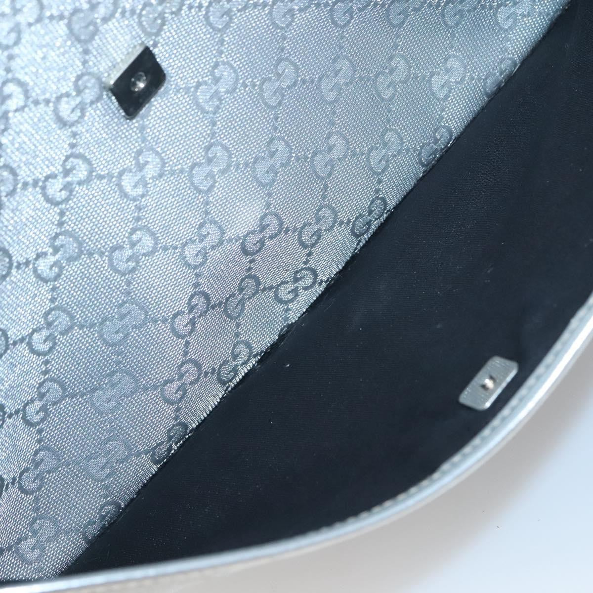 Gucci Zip Messenger Bag GG Canvas with Perforated Leather, SILVER, CANVAS, Shoulder bag