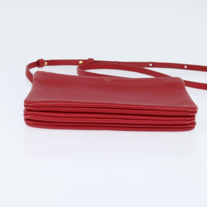 Celine Trio Crossbody Bag Leather, RED, LEATHER, Shoulder bag