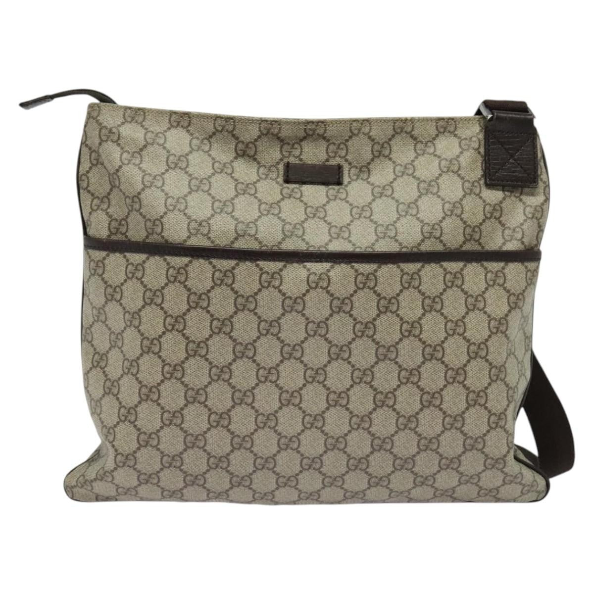 Gucci Zip Top Messenger Bag GG Coated Canvas, BEIGE, CANVAS, Shoulder bag