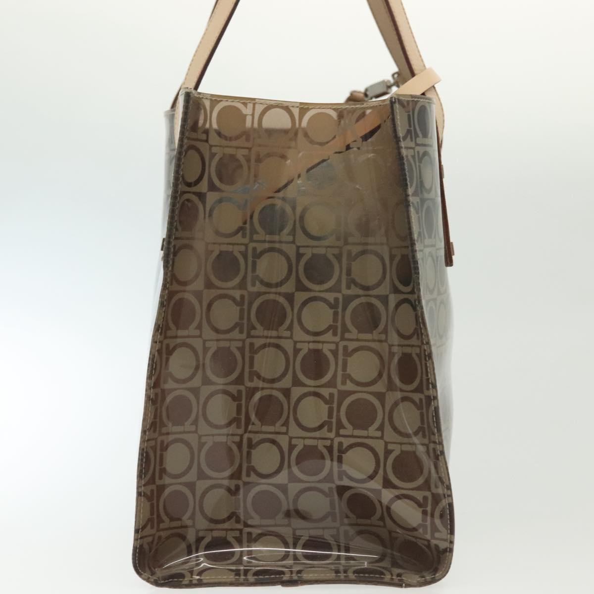 Salvatore Ferragamo Gancini Tote Vinyl, BROWN, SYNTHETIC, Tote bag