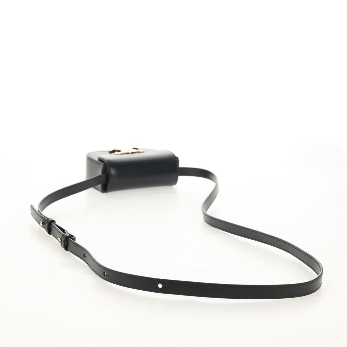 Celine Vintage Triomphe Shoulder Bag Leather, Black, Leather, Handbag
