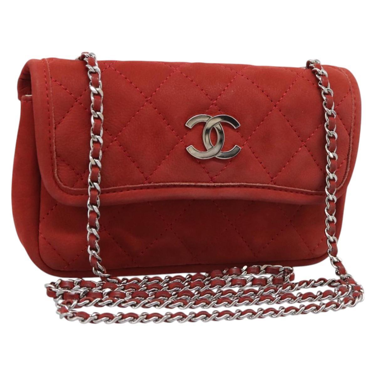 Chanel Natural Beauty Flap Bag Suede, RED, SUEDE, Shoulder bag