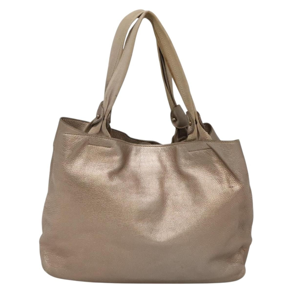 Salvatore Ferragamo Vala Leather, GOLD, LEATHER, Tote bag