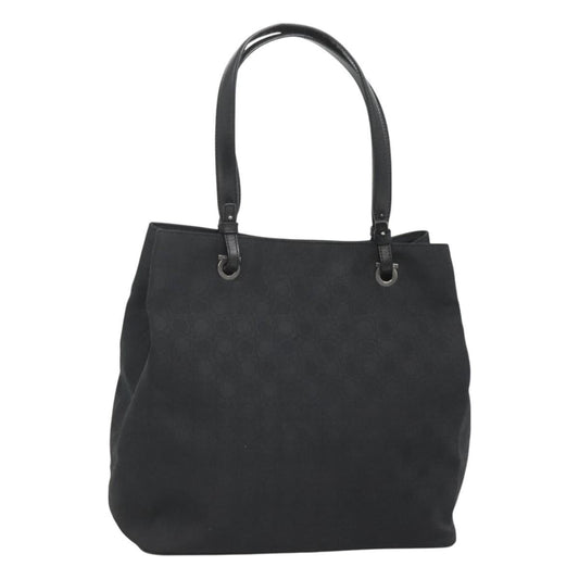 Salvatore Ferragamo Gancini Tote Canvas, BLACK, CANVAS, Tote bag