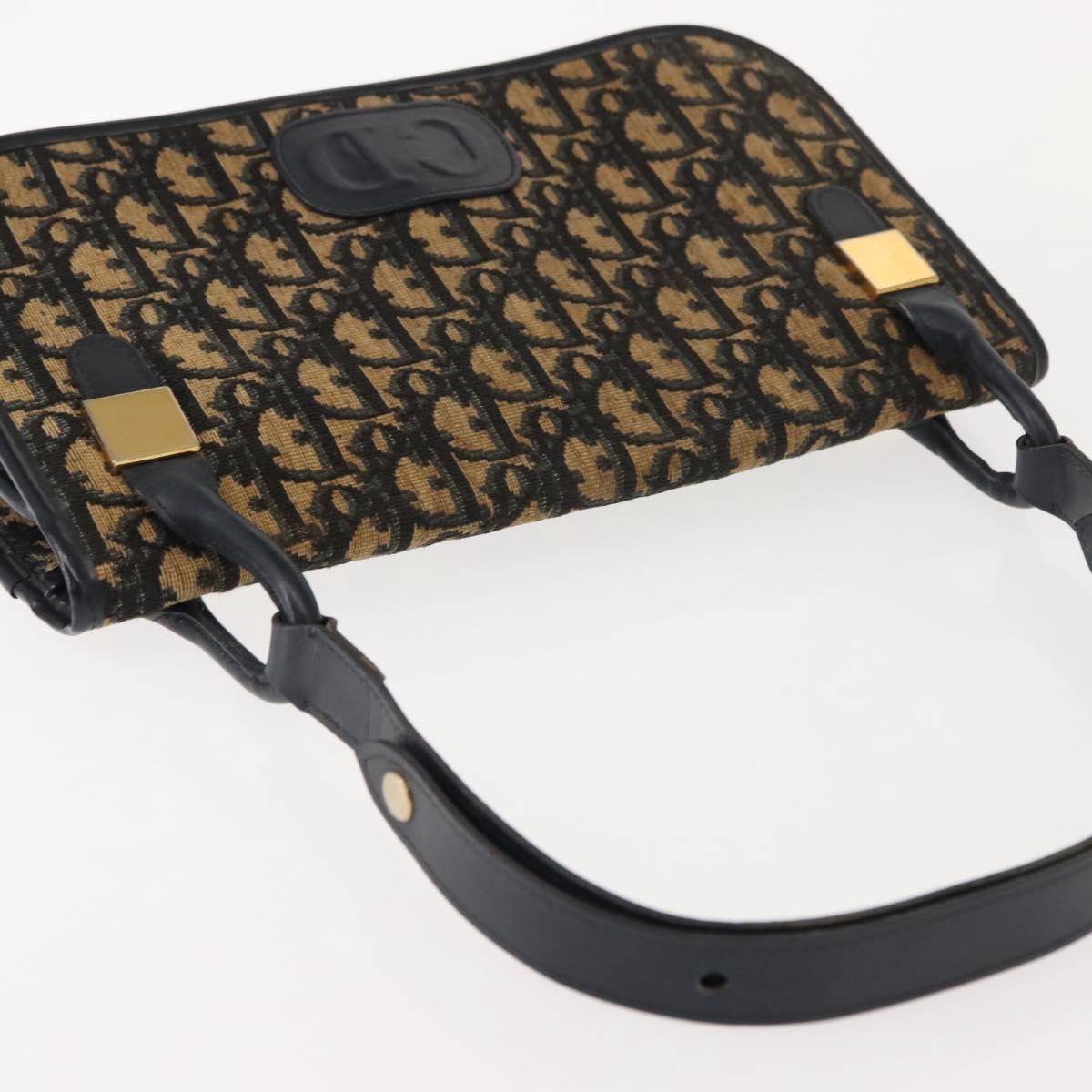 Christian Dior Vintage Trotter Shoulder Bag Canvas, NAVY, CANVAS, Shoulder bag