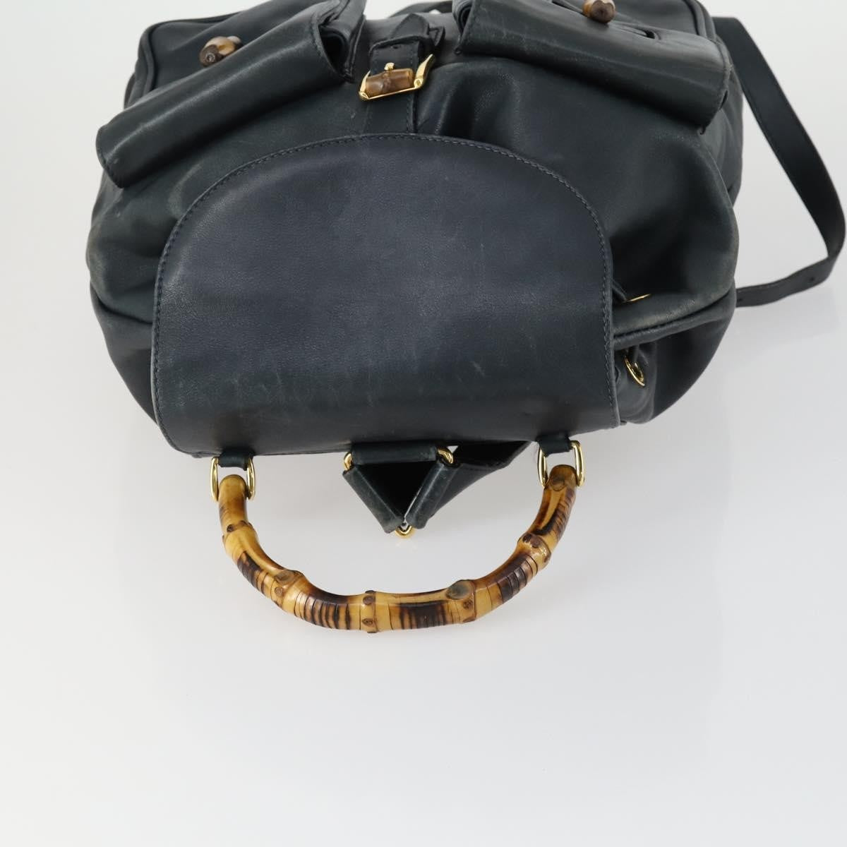 Gucci Vintage Bamboo Backpack Leather, BLACK, LEATHER, Backpack