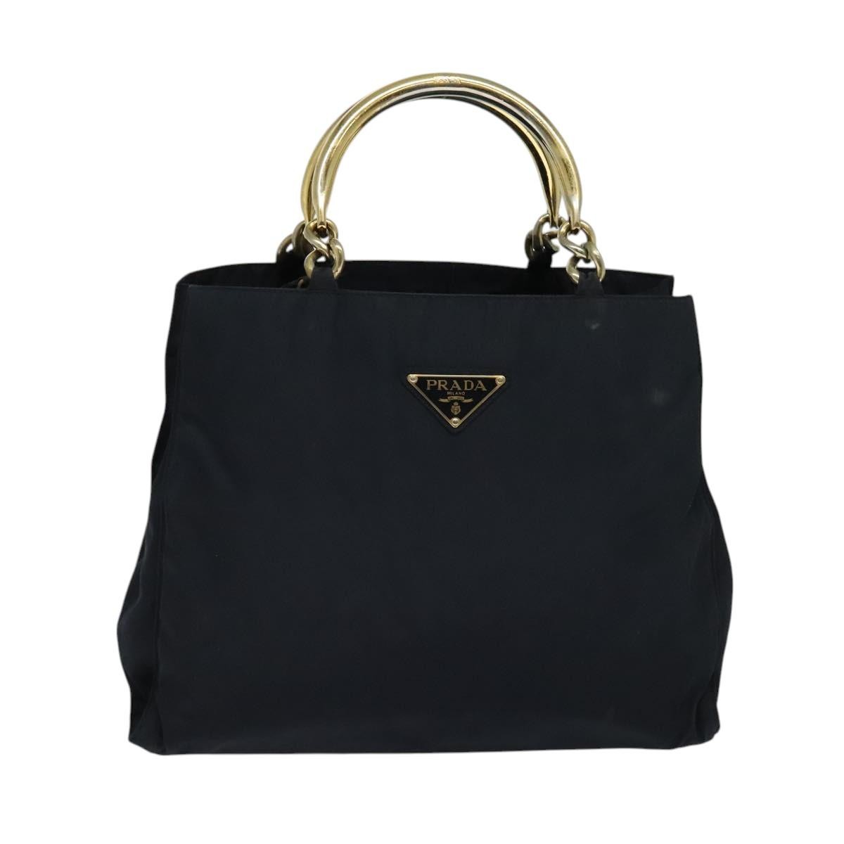 Prada Metal Handles Tote Tessuto, NAVY, NYLON, Tote bag