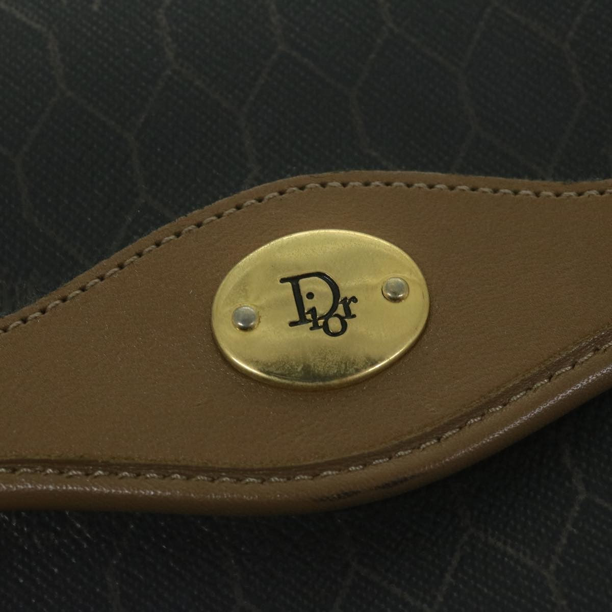 Christian Dior Vintage Honeycomb Handbag Canvas Leather, BLACK, CANVAS, Handbag