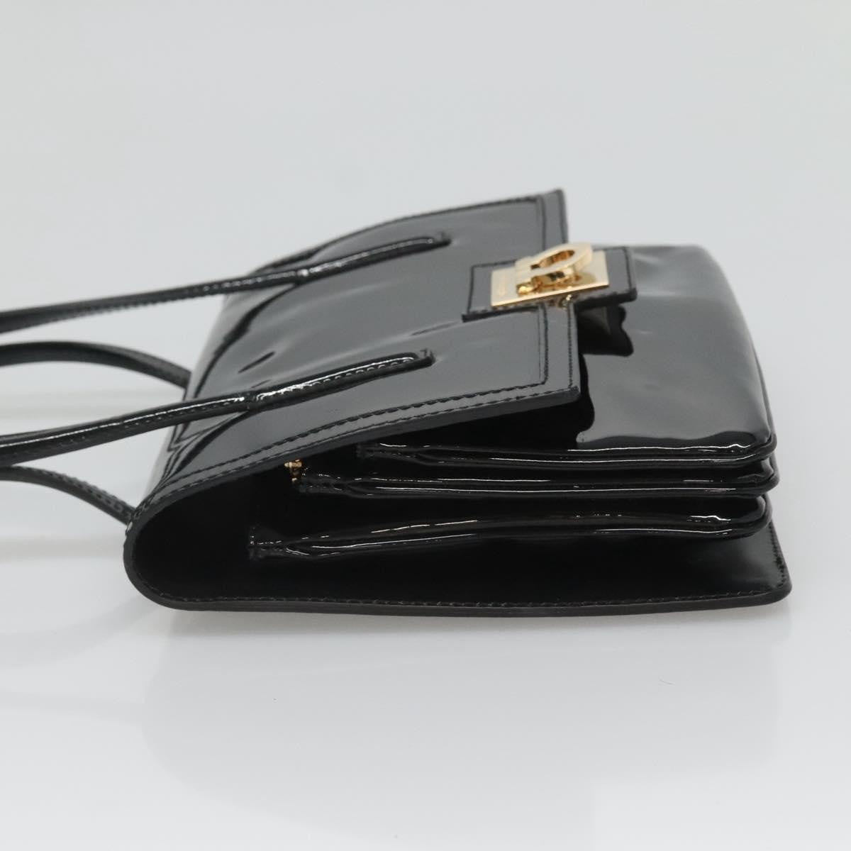Salvatore Ferragamo Gancini handbag Patent leather, BLACK, PATENT_LEATHER, Handbag