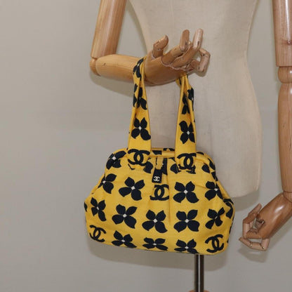 Chanel Vintage Frame Shoulder Bag Printed Canvas, YELLOW, COTTON, Shoulder bag