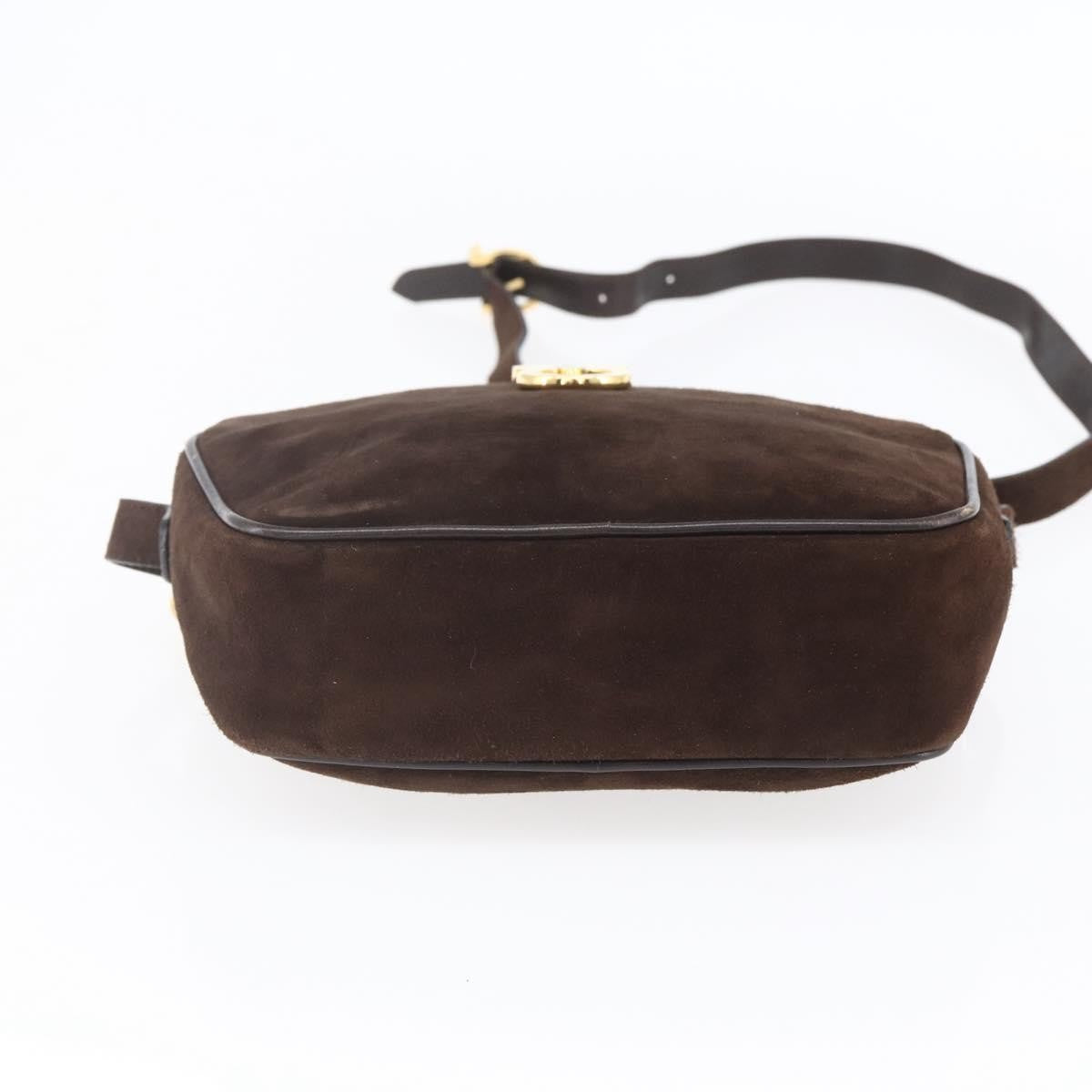 Salvatore Ferragamo Gancini Shoulder Bag Suede, BROWN, SUEDE, Shoulder bag