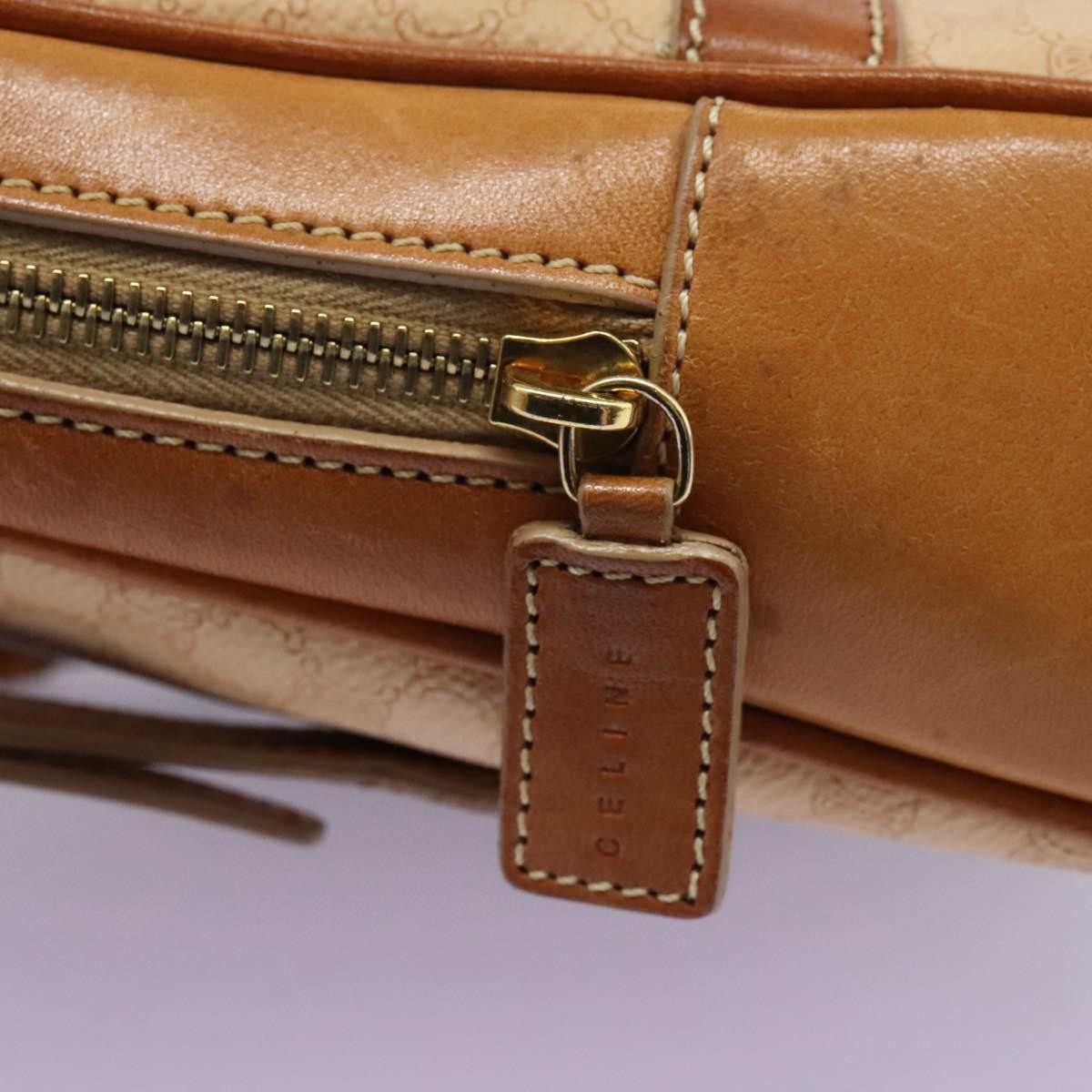 Celine Vintage Macadam Backpack Canvas and Leather, BEIGE, CANVAS, Backpack