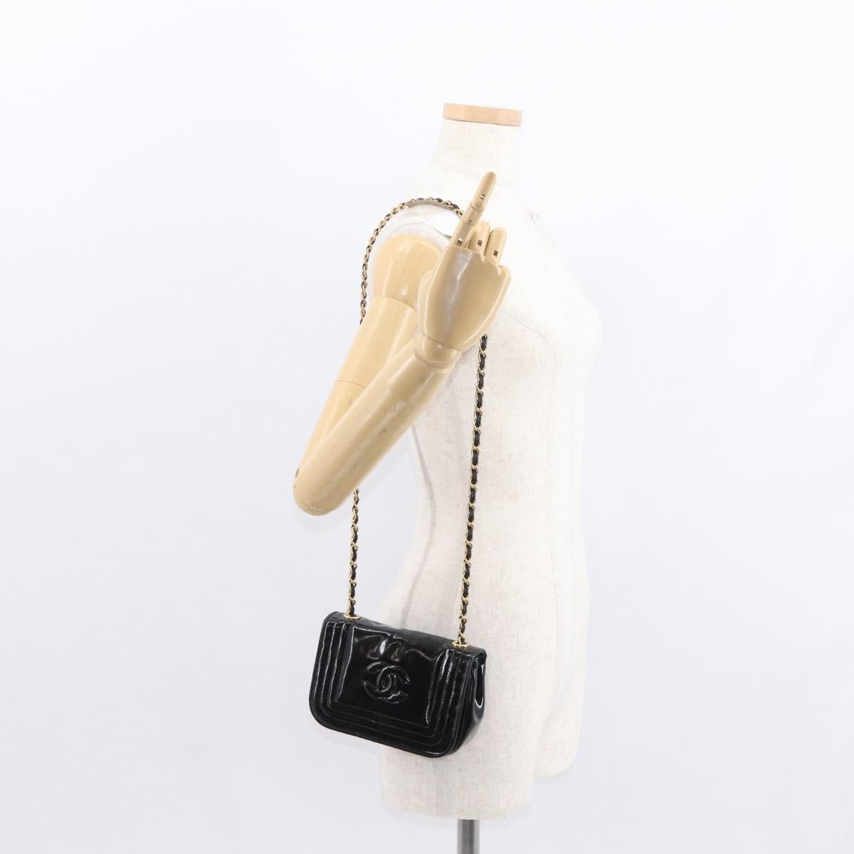 Chanel Vintage CC Stitch Flap Bag Patent, BLACK, PATENT_LEATHER, Shoulder bag