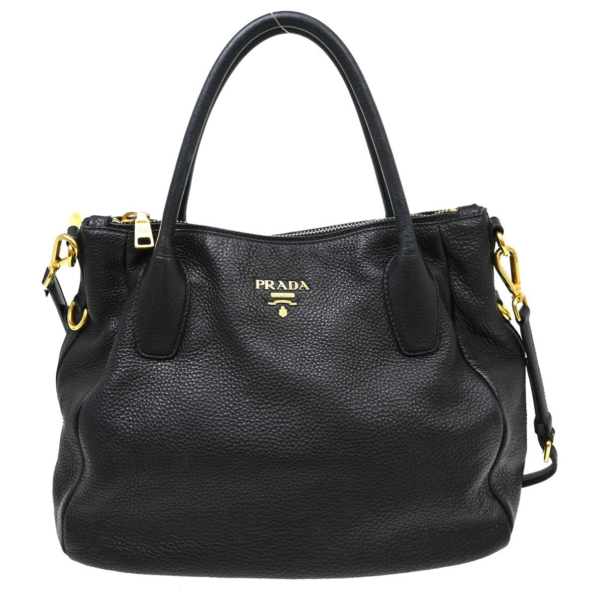 Prada Vintage Handbag Leather, Black, Leather, Handbag