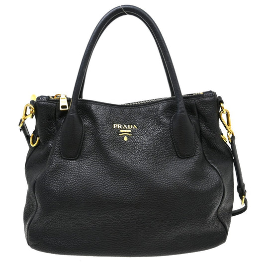 Prada Vintage Handbag Leather, Black, Leather, Handbag