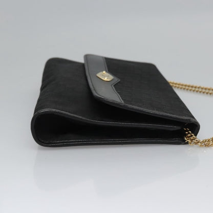 Christian Dior Vintage Chain Flap Shoulder Bag Diorissimo Canvas, BLACK, CANVAS, Shoulder bag