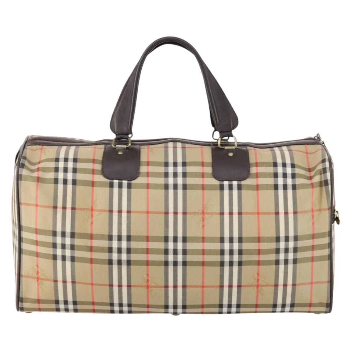 Burberry Vintage Duffle Bag Haymarket Canvas, BEIGE, CANVAS, Travel bag