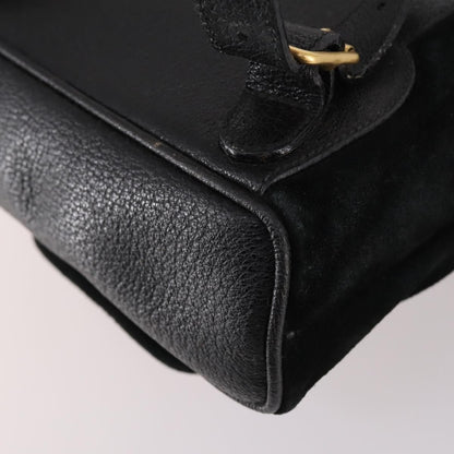 Gucci Vintage Bamboo Backpack Suede, BLACK, SUEDE, Backpack