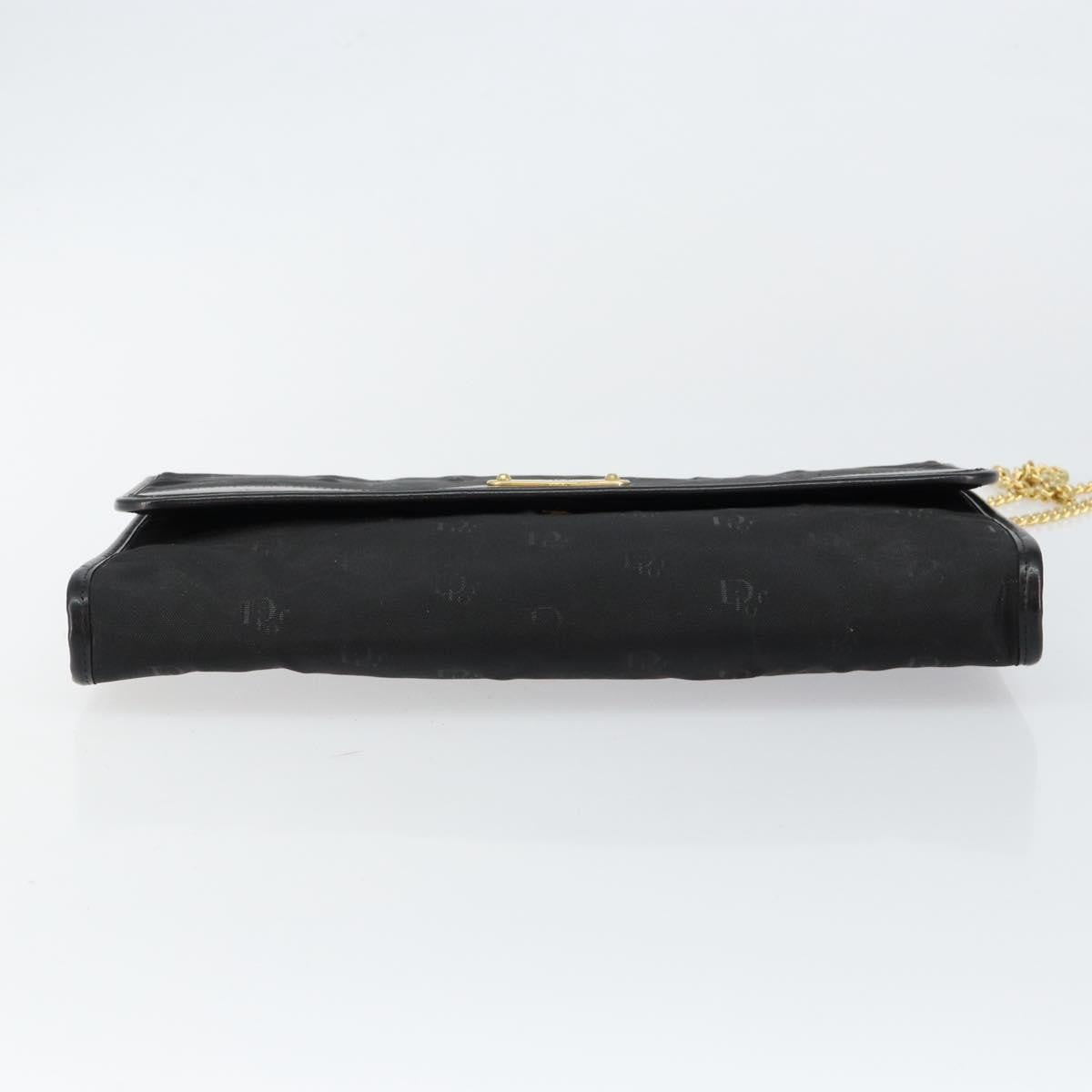 Christian Dior Vintage CD Chain Flap Shoulder Bag Diorissimo Canvas, Black, Nylon, Shoulder Bag