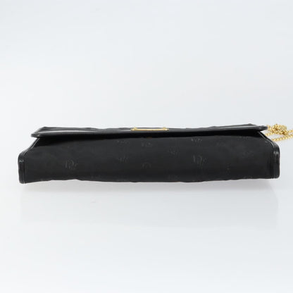 Christian Dior Vintage CD Chain Flap Shoulder Bag Diorissimo Canvas, Black, Nylon, Shoulder Bag