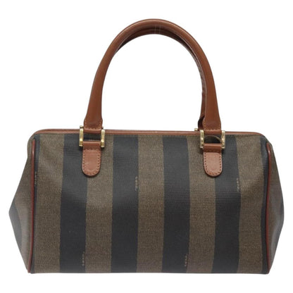 Fendi Vintage Pequin Boston Bag Coated Canvas, BROWN, CANVAS, Handbag