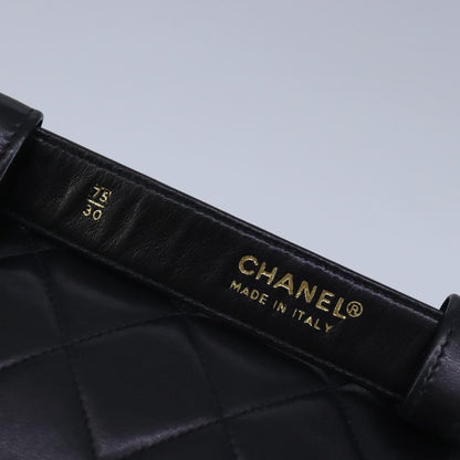Chanel Vintage CC Flap Waist Bag Quilted Leather, BLACK, LEATHER, Clutche & pouche