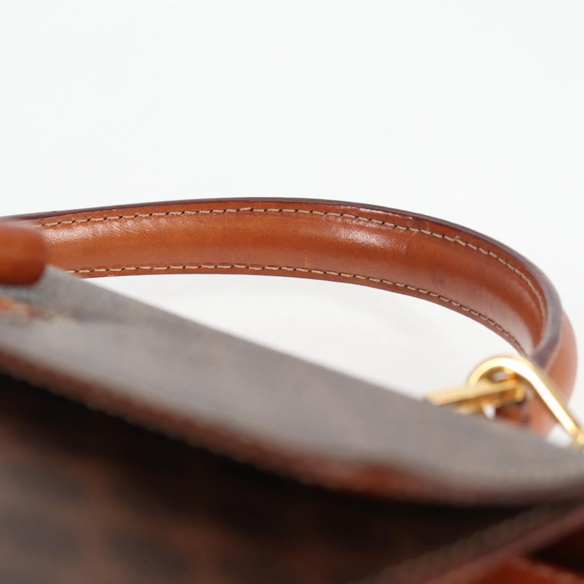 Celine Vintage Convertible Top Handle Bag Macadam Coated Canvas, BROWN, CANVAS, Handbag