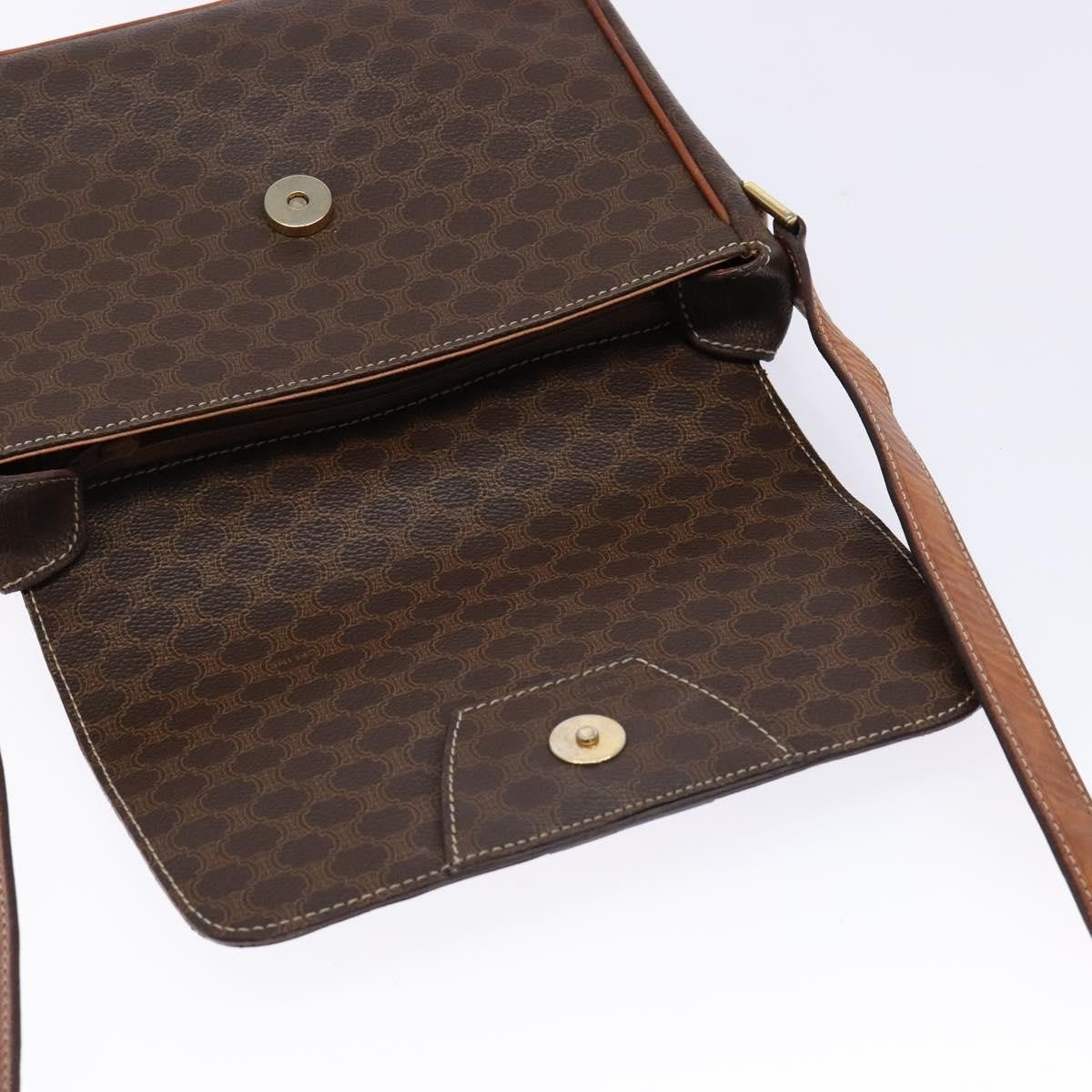 Celine Macadam Shoulder Bag PVC Leather, BROWN, CANVAS, Shoulder bag