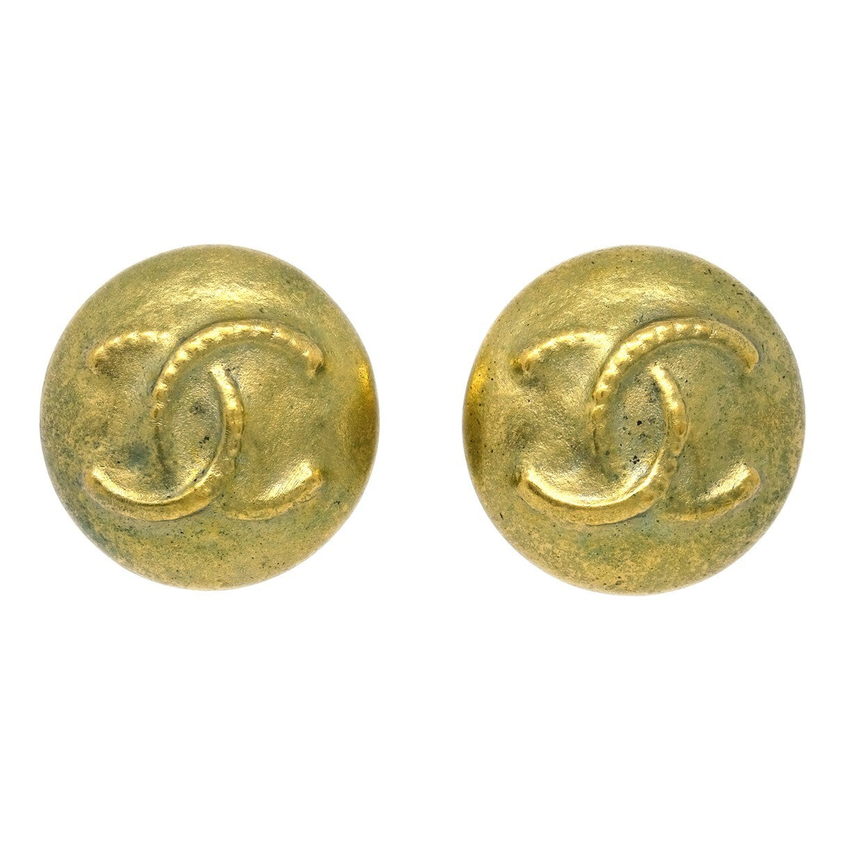 Chanel Vintage CC Round Clip-On Earrings Metal, GOLD, GOLD_PLATED, Earrings